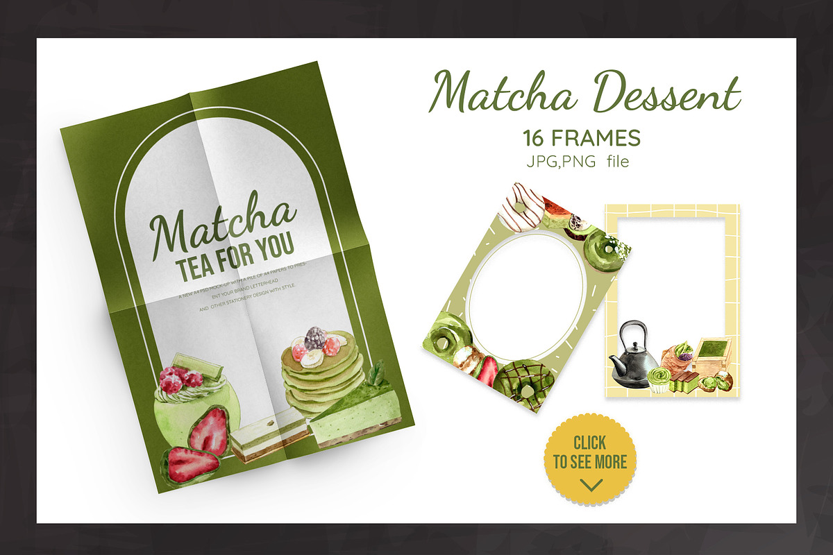Matcha Dessert,Japanese watercolor, a Food Illustration by CreativeValuation (Photo 3 of 13)