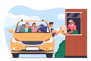 Food take out or takeaway. Vector, a Food Illustration by Elegant Solution