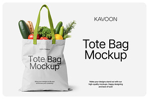 Tote Bag with Vegetables Mockup