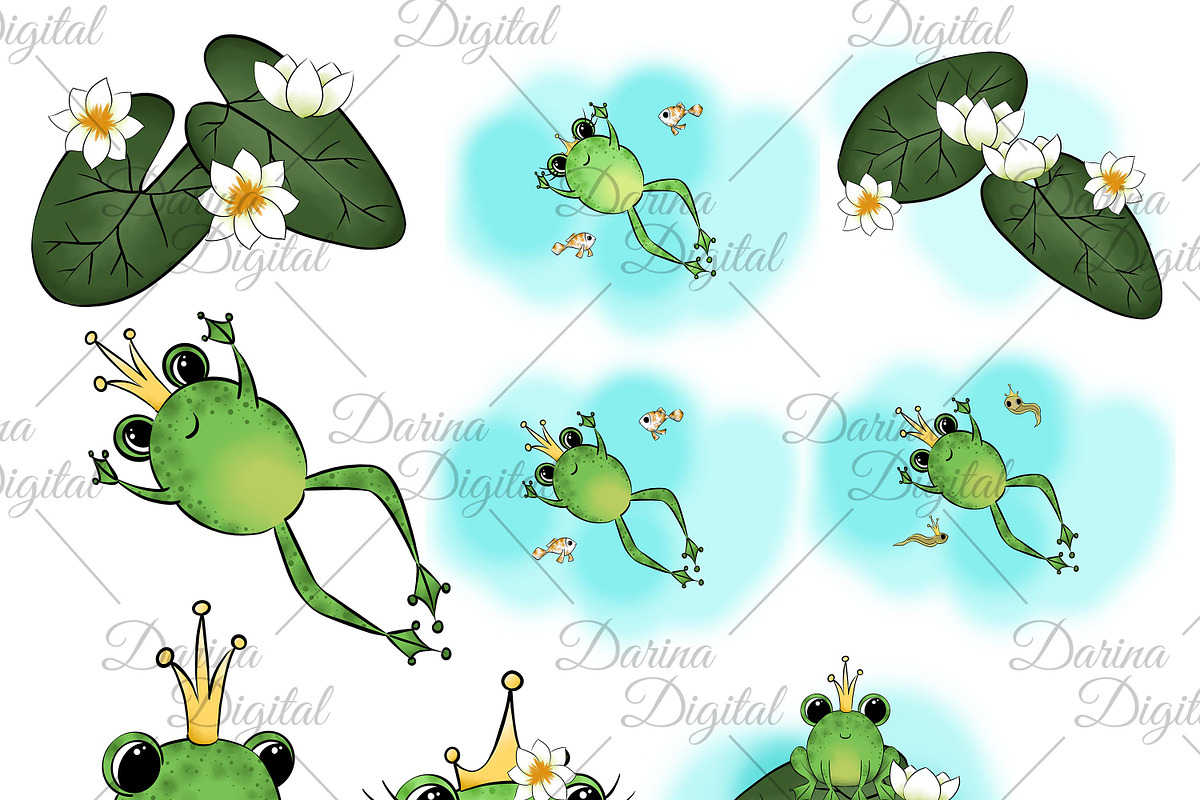 Frog clipart, an Animal Illustration by DarinaDigital (Photo 2 of 6)