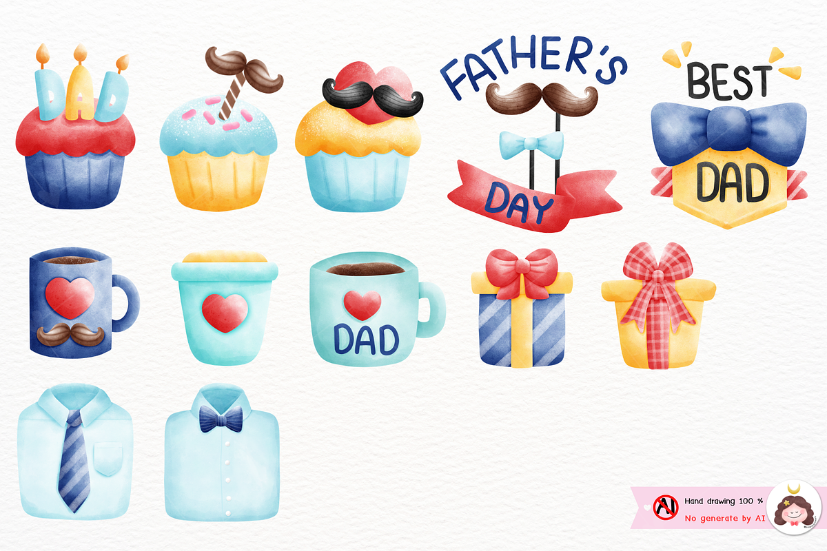 Father's day clipart, Dad clipart, a Seasonal Illustration by ponponartwork (Photo 4 of 8)