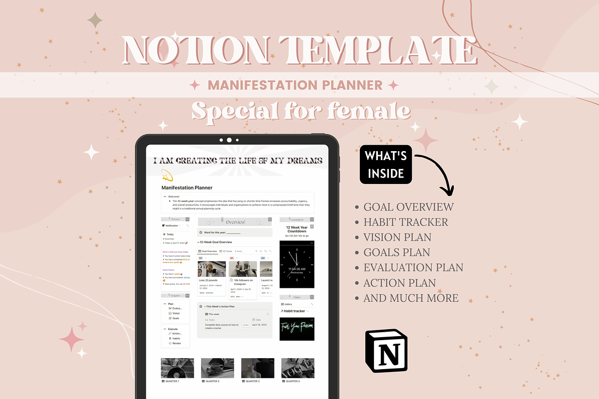 Manifestation Notion Template, a Templates & Theme by bellaROSEworkshop (Photo 8 of 10)