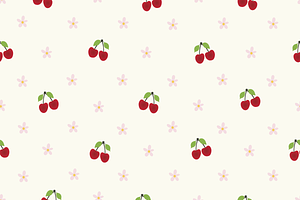 Cherries & Daisies Set Of 7 Seamless