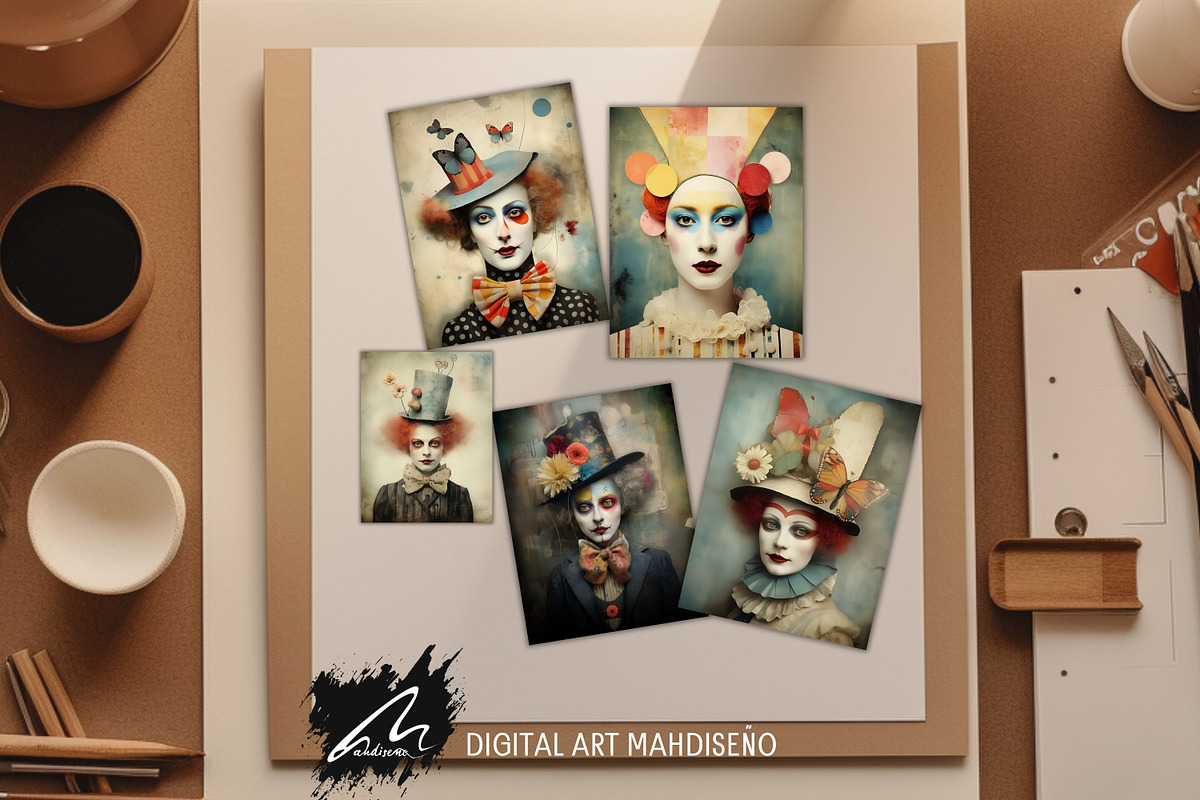 Whimsical Clown Junk Journal Pages, a Person Illustration by Digital Art Mahdiseño (Photo 10 of 10)