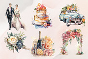 15Watercolor Wedding Clipart PNG Set, an Illustration by Jalina Clipart Studio (Thumbnail 3 of 7)