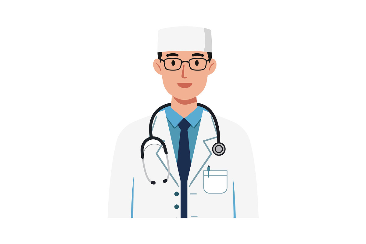 Friendly male doctor wearing a white, an Illustration by designvectx
