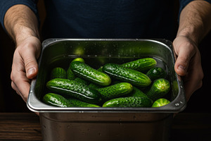 Fresh cucumbers soaking in water ins, a Food & Drink Photo by professorinc