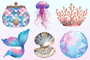 Little Mermaid Under the Sea Clipart, a Graphic by CitraGraphics (Thumbnail 2 of 4)