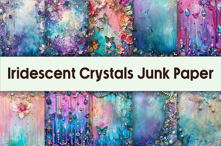 Iridescent Crystals Junk Paper, a Background Graphic by AdriOP