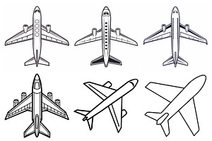Outlined Jet Airplanes, an Object Graphic by Billah Hub