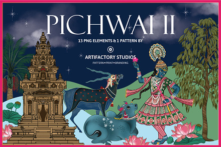 Pichwai PNG Elements & Patterns