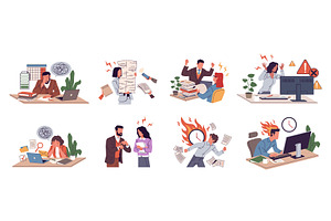 Stressed office staff. Employees at, a Technology Illustration by YummyBuum