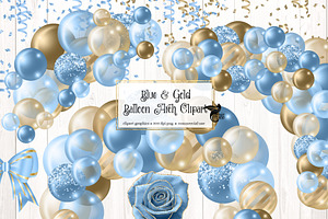 Blue And Gold Balloon Arch Clipart