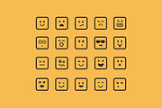 Square Emoticon Vectors, an Outline Icon by Medialoot (Thumbnail 1 of 2)