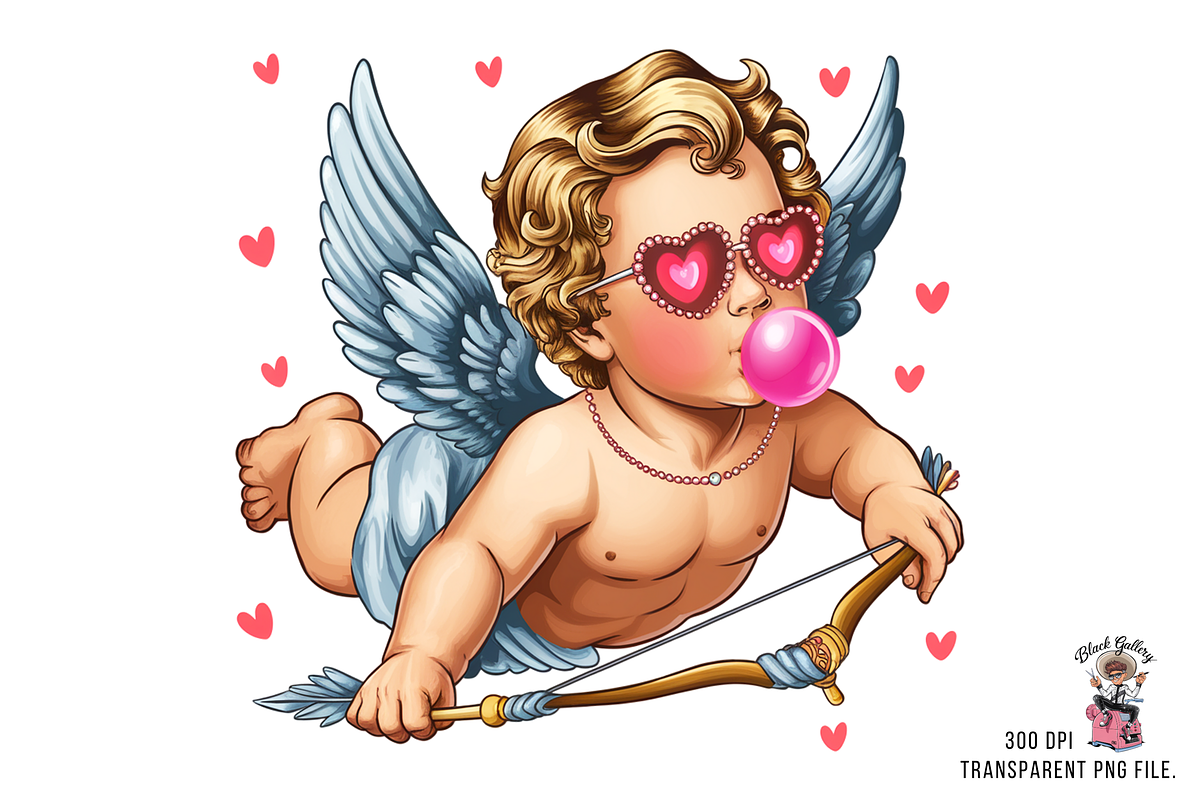 Cupid with Bow and Bubblegum Clipart, an Illustration by Clipart Studio (Photo 12 of 13)