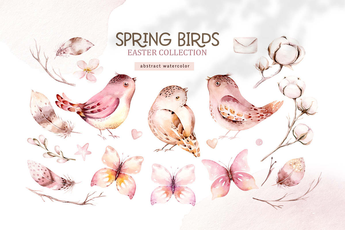 Watercolor spring birds collection, an Animal Illustration by Peace ART (Photo 4 of 12)