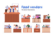 Street food stalls with vendors set, a Food Illustration by Good Studio (Thumbnail 1 of 3)