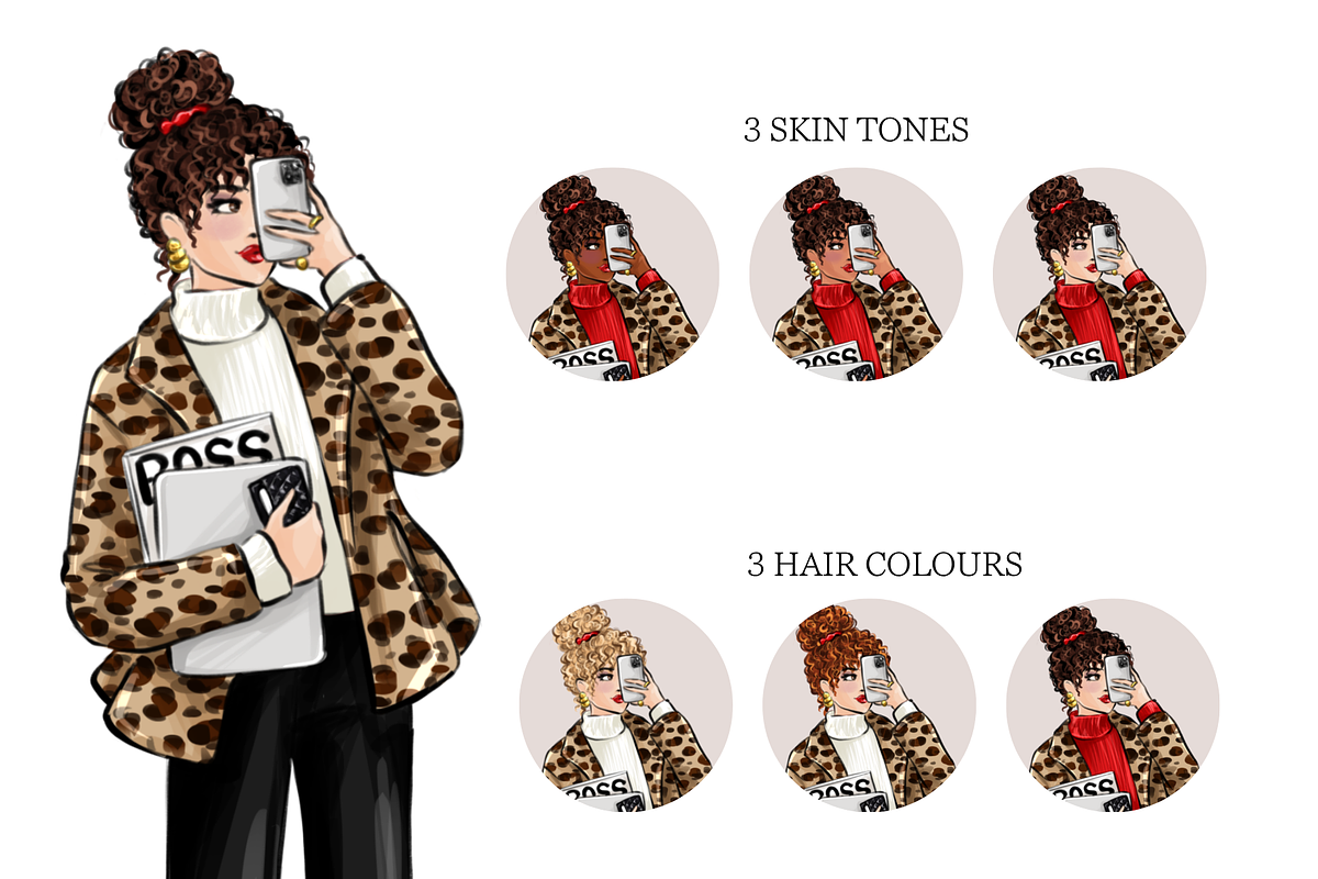 Girl Boss 26 planner clipart png, a Person Illustration by Parinaz Wadia Design (Photo 3 of 8)