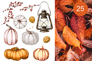 Watercolor Autumn Pumpkins, a Background Graphic by NNclipart (Thumbnail 3 of 4)