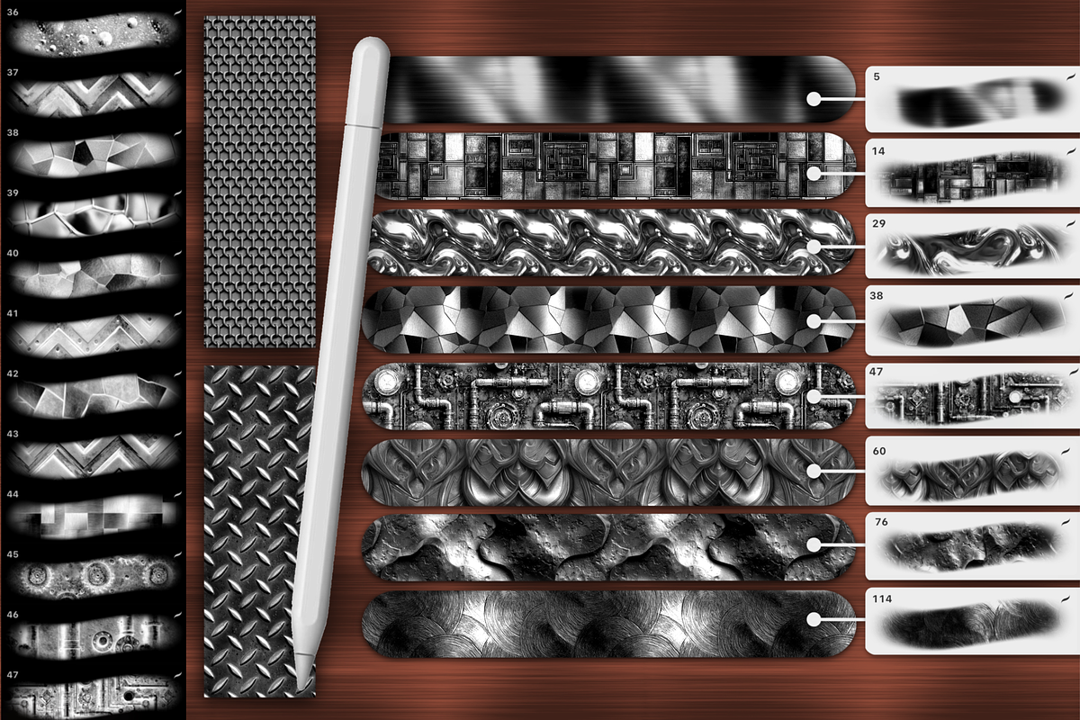 Procreate Metallic texture brushes, a Brush Add-On by Revabrush (Photo 4 of 8)