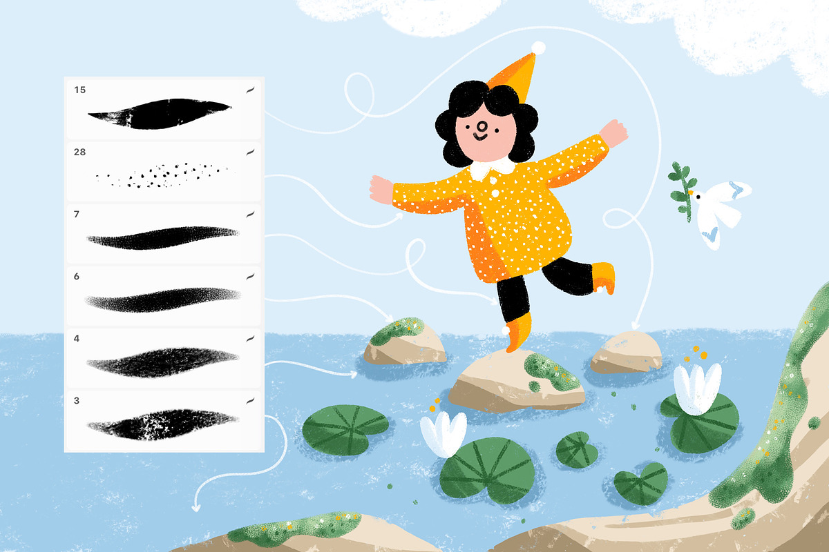Magic Ink Brushes for Procreate, a Brush Add-On by Stolenpencil (Photo 2 of 7)