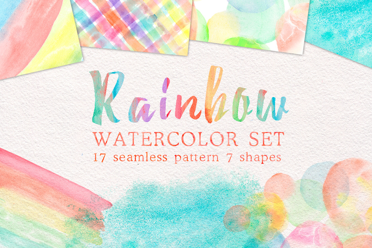Rainbow watercolor seamless pattern, a Pattern Graphic by antuanetto (Photo 1 of 9)