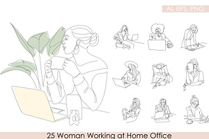 Woman Working At Home Office