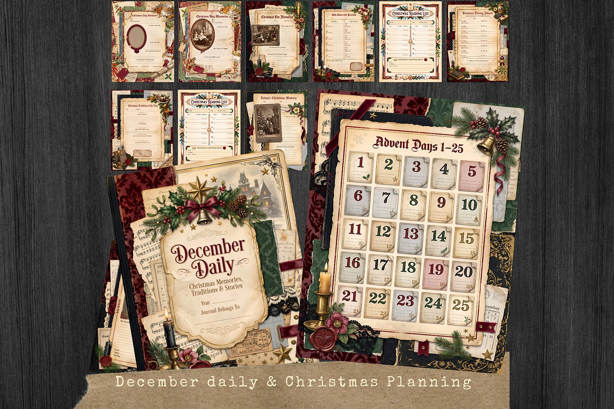 Victorian Christmas Junk Journal KIT, a Seasonal Illustration by ThatsDesignArt (Photo 14 of 20)