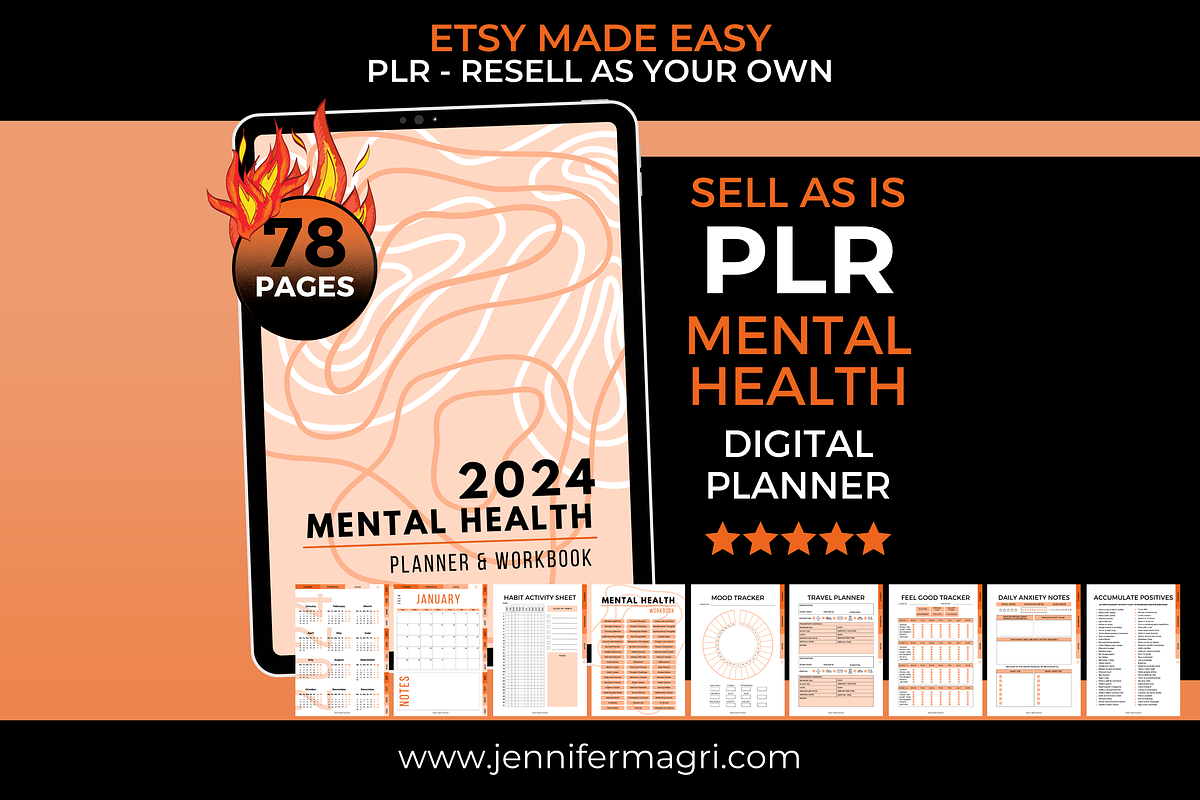 PLR Mental Health Digital Planner, a Templates & Theme by Jennifer Magri Templates (Photo 1 of 9)
