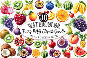 Fruits PNG Clipart Bundle, an Illustration by Designking