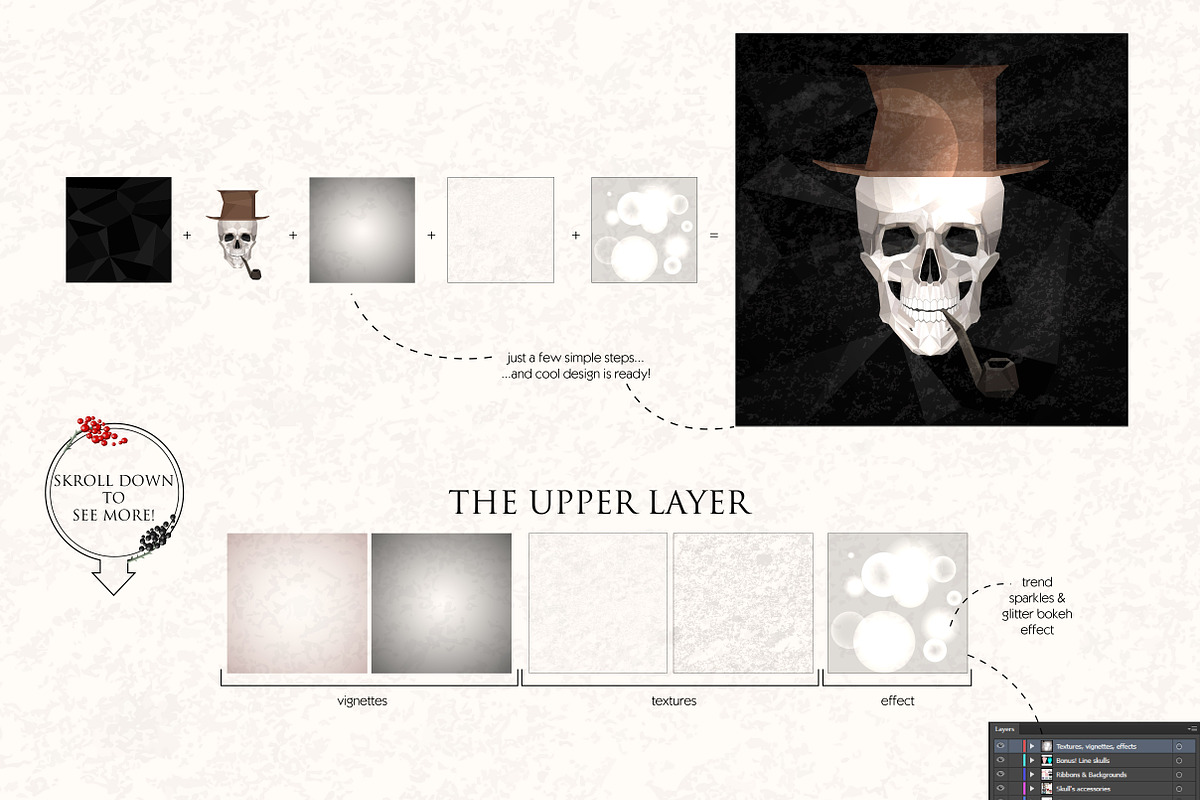 Eternal Love. Vintage low poly set, an Object Graphic by Satika (Photo 6 of 10)