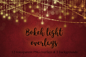 Gold Bokeh Lights Overlays