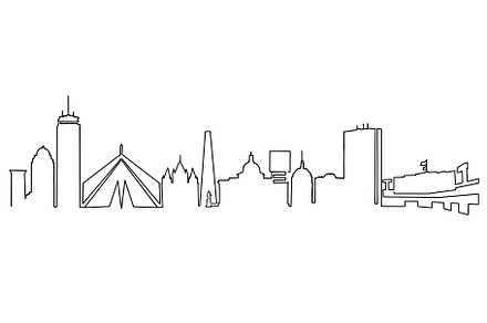 Boston Skyline Line Drawing
