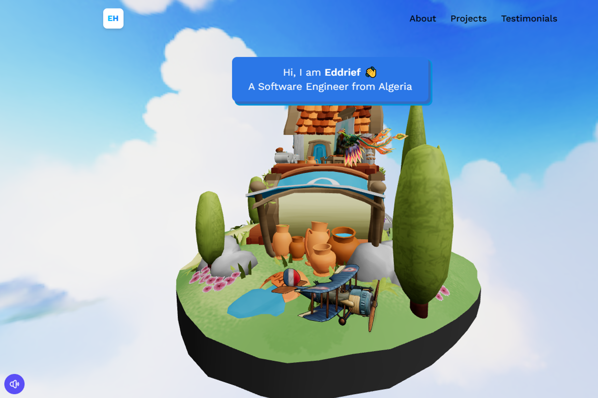 3D Portfolio Template Website, a React Template by WebMasteryStudio (Photo 2 of 7)