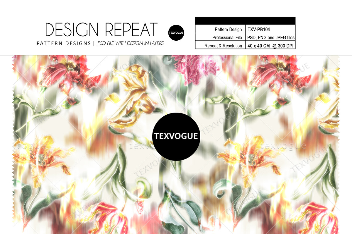 Blurred Parrot Tulips Pattern, a Pattern Graphic by texvogue (Photo 3 of 4)