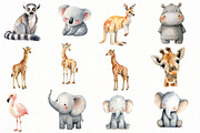 Watercolor Cute Baby Safari Animals, an Illustration by Designworld (Thumbnail 3 of 8)