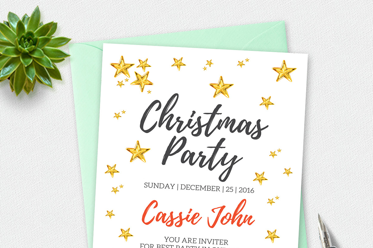 Christmas Party Invitation Card, an Invitation Template by graphicforest (Photo 2 of 2)