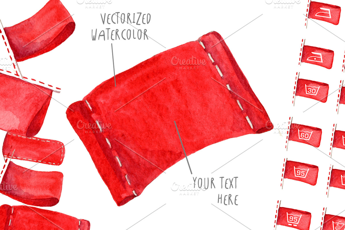 Watercolor clothing labels, vector. preview 2