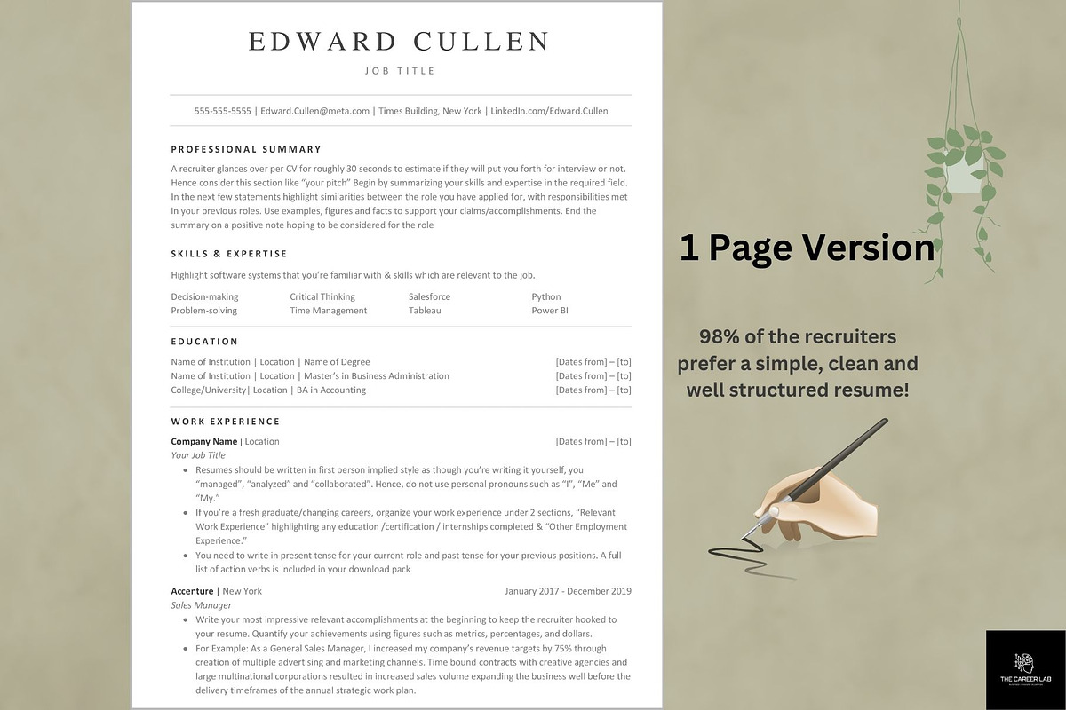 Minimalist ATS system optimised cv, a Resume Template by The Career Lab (Photo 3 of 11)