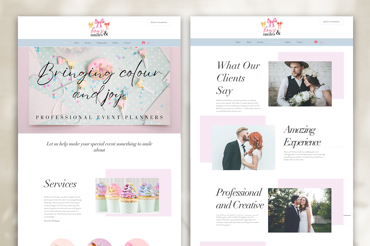 Wix Website Design for Event Planner, a Websites & App Template by Cosmic Design (Photo 2 of 9)