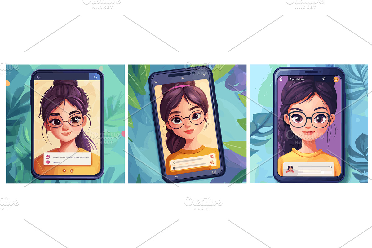 Woman portrait in phone. Beautiful, a Technology Illustration by Stock-Smart-Start