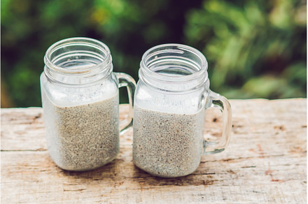 Chia seed pudding with almond milk, a Food & Drink Photo by Elizaveta Galitskaya