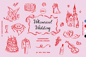 Whimsical Wedding Hand-drawn Vector