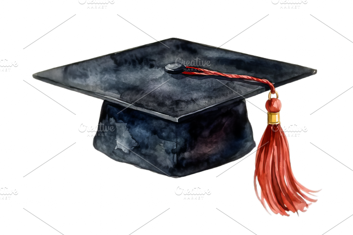 Watercolor Graduation Clipart PNGs, an Education Illustration by VetalStock (Photo 12 of 24)