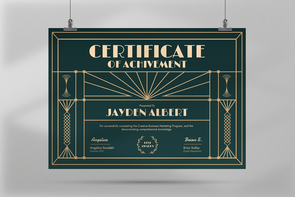 Gold Artdeco Design Certificate, a Flyer Template by Annora Studio (Photo 5 of 6)