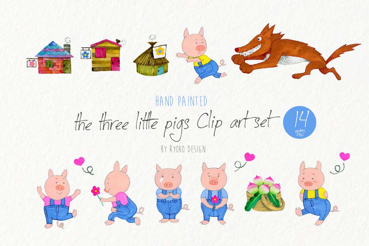 Three little pigs wolf watercolor, a Graphic by Eomoiart (Photo 1 of 3)