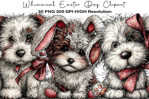 Whimsical Easter Dog Clipart, an Illustration by Black Bird Studio
