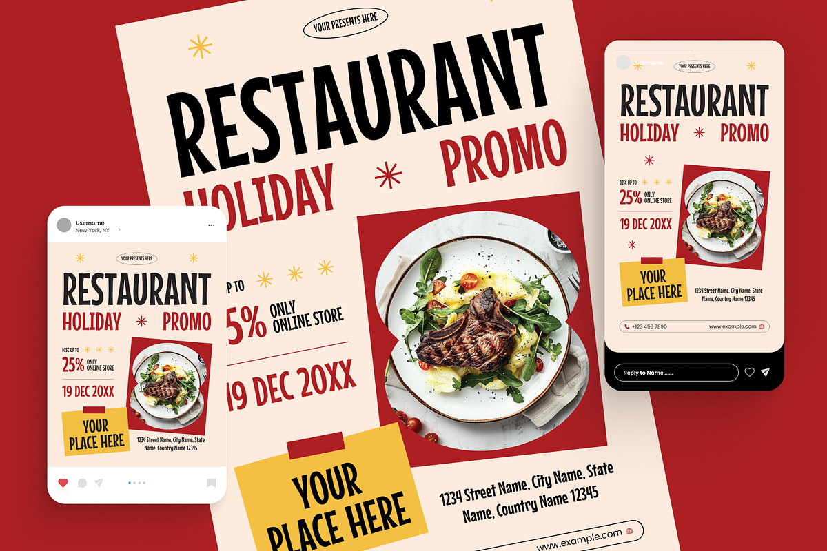 Restaurant Holiday Promo Flyer Set, a Flyer Template by Annora Studio (Photo 2 of 6)