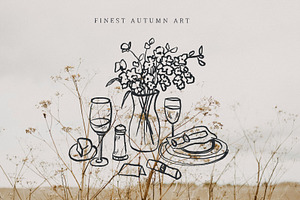 Hand Drawn Cosy Fall Line Art Icons