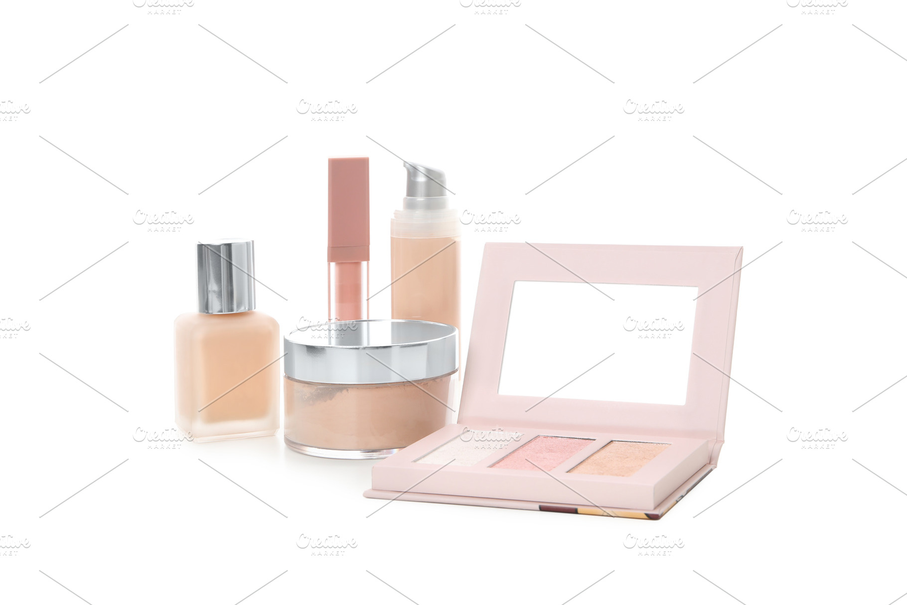 Concept of female accessories, different cosmetics, isolated on, a Beauty & Fashion Photo by AtlasStudio PRO